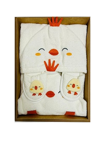Bebitof Girl Boy Baby 0-3 Years Chick Bathrobe Set 100% Cotton