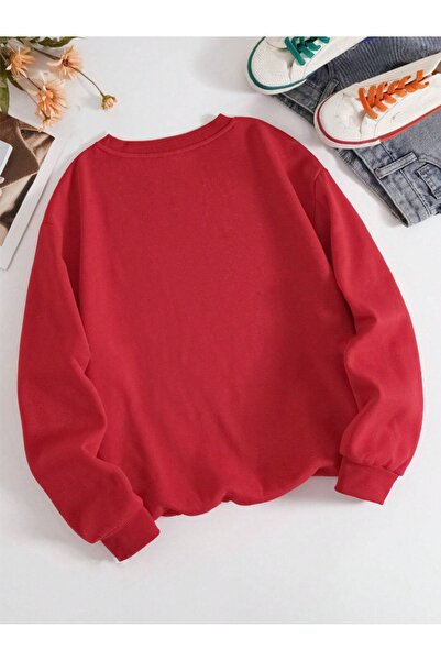 Revasser Unisex Erkek/Kadın 90's Özel Renkli Oversize Bisiklet Yaka Pamuklu Sweatshirt