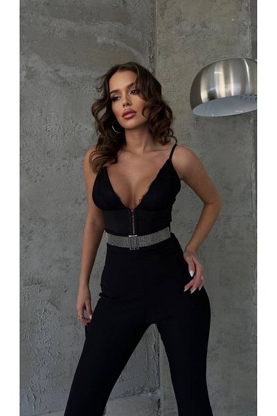 Ded COLLECTION Women's Spanish Leg Stylish Pants with Arch and Stone Embroidery