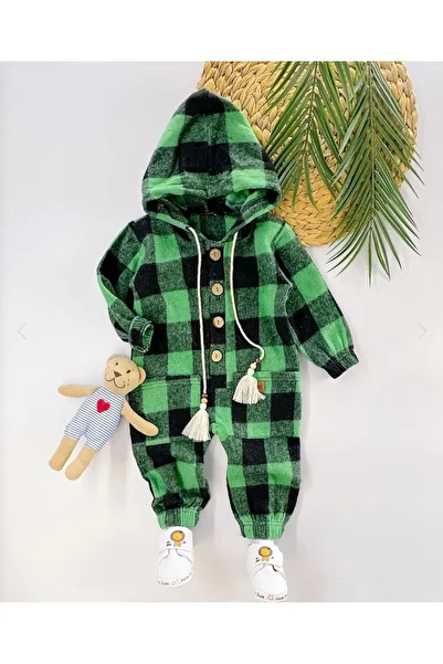 Çikibom Unisex Children's Jumpsuit - Checked and Hooded