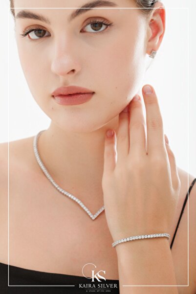 Kaira 925 Ayar 2’li Suyolu Set Kolye Bileklik Seti Gümüş Suyolu Set