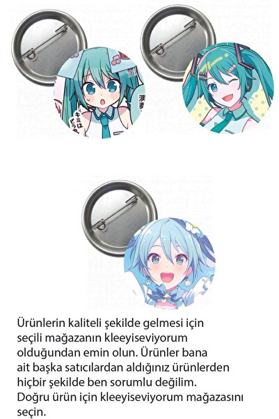 kleeyiseviyorum Hatsune Miku Pjsekai Project Sekai Colorful Anime Buton Rozet...