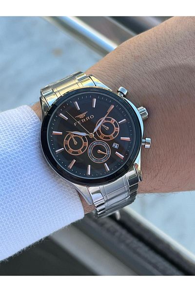 FERRO 30 Mt Waterproof Men's Wristwatch - Steel Cord, Chronograph Function Efm.1367.J2
