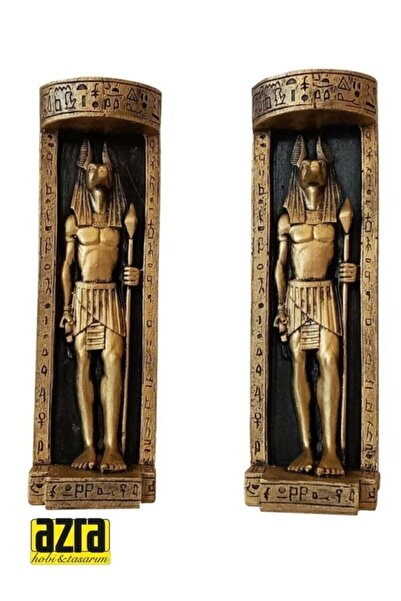 Genel Markalar Antik Mısır Anubis Ikili Dekoratif Şık Mumluk Set Antik