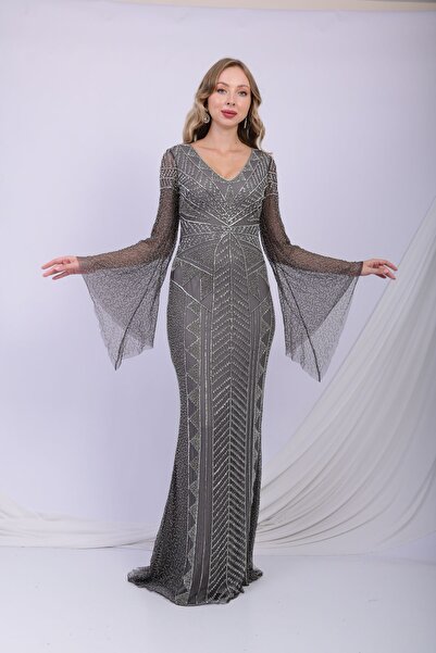 GATSBYLADY LONDON FORTUNA - EL İŞLEMELİ , TAŞEL DETAYLI ELBİSE