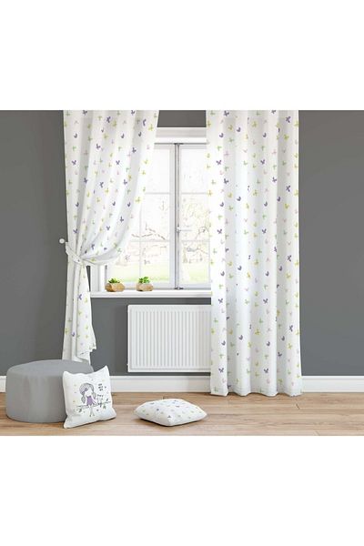 Lolla Butterfly Patterned Background Curtain 1202
