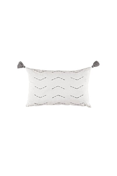 Koza Home نمط متعرج رمادي - وسادة رمي من الألياف الخرز 30x50 4453a