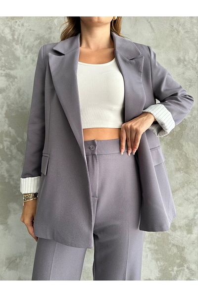MYGİYİMİSTANBUL Blazer Jacket wide leg Pants Set