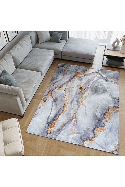 RENKLİBUTİK Modern Patterned Velvet Carpet Cover - Elastic and Non-Slip, Washable, 6 M2