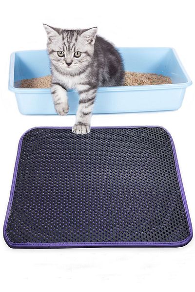 Chilai Home Purple Cat Litter Mat 40X60 cm Can Spray Cat Litter before Toilet with Sieve