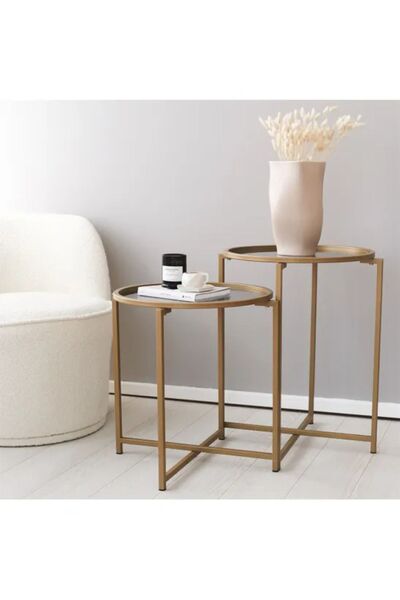 EDMONDA EV AKSESUAR Sun Gold Yan Sehpa Füme Cam