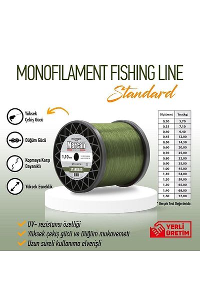 Mercan Standard Khaki Green 1 kg Coil Fishing Line