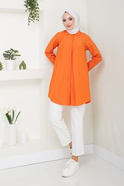 Eliva Terikoton Γυναικείο πουκάμισο Hijab - Κρυφό Κουμπί, Boyfriend Cut