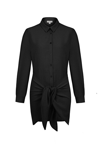 AQUELLA Lateria Siyah Gömlek Elbise