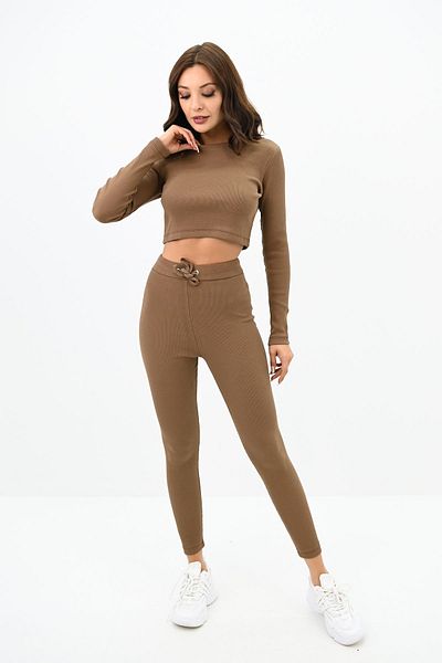 Koza Butik Γυναικείο Σετ Καλσόν Καμισόλ Crop 3727-23