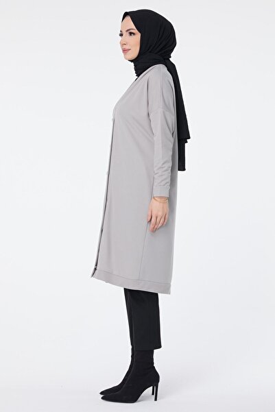 TOFİSA Medium Cut Gray Women's Cardigan - 11430