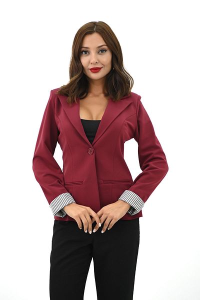 Koza Butik Jachetă blazer pentru femei cu detaliu cu un singur nasture 5522