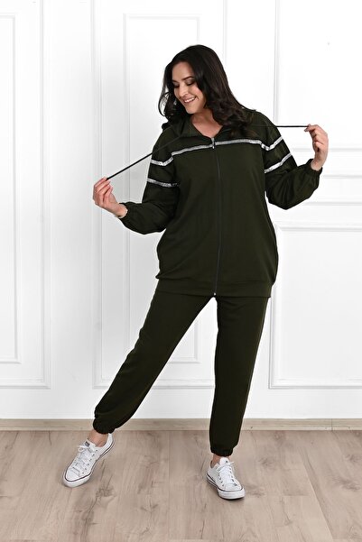 Koza Butik Γυναικείο Σετ Φούτερ με λεπτομέρειες μεγάλου μεγέθους 3671-23