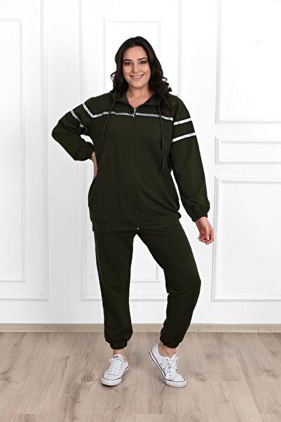 Koza Butik Γυναικείο Σετ Φούτερ με λεπτομέρειες μεγάλου μεγέθους 3671-23