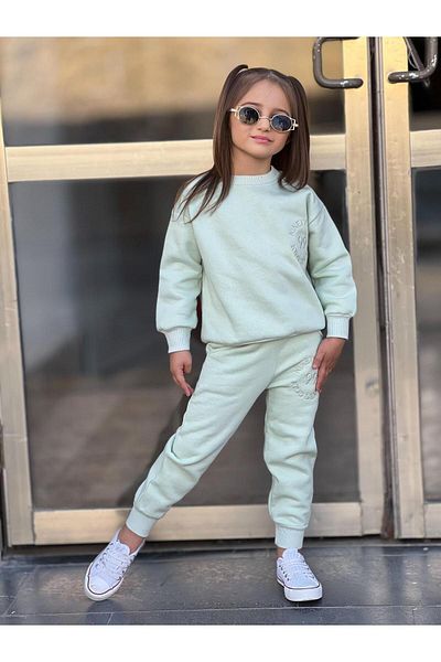 ninita kids Girl's Winter Tracksuit Set - 3 Thread Embroidered and Ribbon