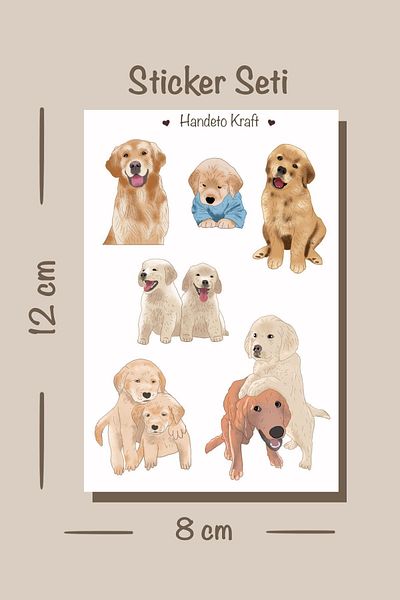 Handeto Kraft مجموعة ملصقات للكلاب مقاس 8 × 12 سم - ملصق، مجلة رصاصة، سجل قصاصات، ملصقات وملصقات