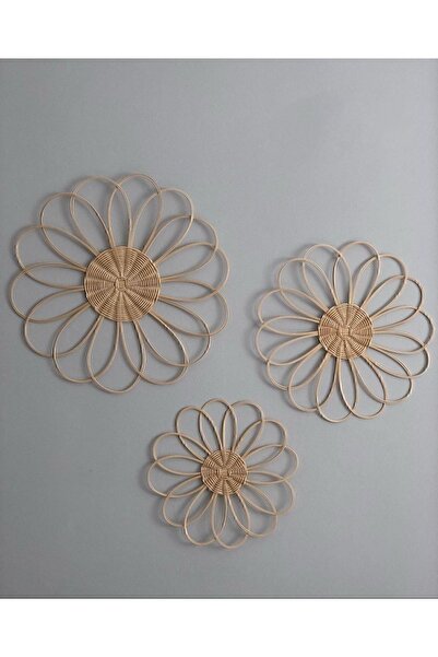 StapHome Bohem Rattan Bambu Hasır Duvar Sepeti/süsü 3'lü