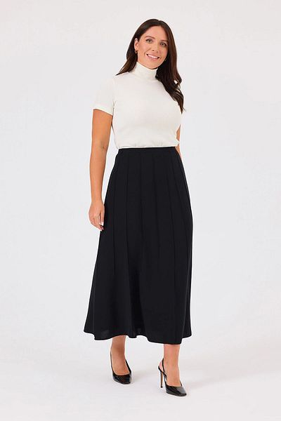 Gala-Xi Galaxi Black Plus Size Pleated Skirt - Zipper Detailed 4003