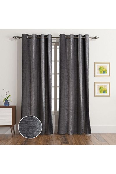 Home Box Stella 2-Piece Extra Long Chenille Curtain Set - 140x300 cm