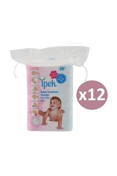İpek Silk Maxi Cotton Baby Cleaning Cotton 60pcs * 12pcs Pack