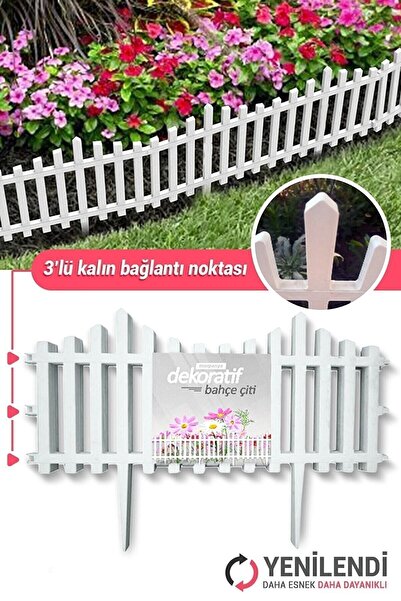 Morpanya Dekoratif Bahçe Çiti Bordür Kırılmaz Plastik Çit 59 Cm Tek Peyzaj Koruma Panel Beyaz