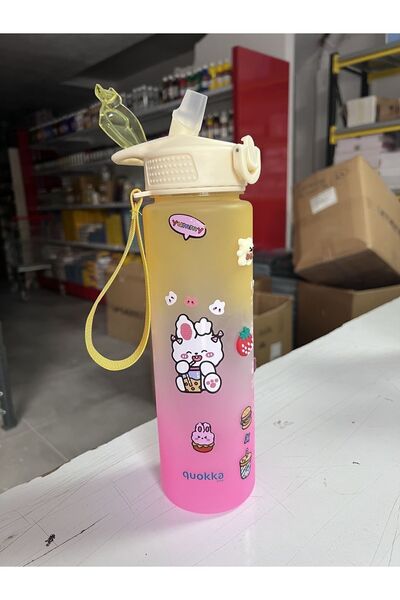 Andofis Motivational Water Bottle Water Bottle Tritan Gym Water Bottle 1000 Ml with Sticker and Carrying Strap