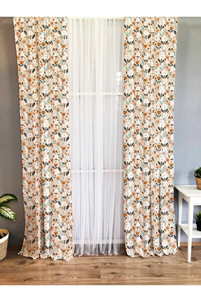 Evmila Çiçek Baskılı Bebek Ve Çocuk Odası Tek Kanat Fon Perde - Renkli