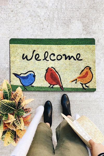 Chilai Home Chirp Birds Indoor and Outdoor Door Mat Pvc Base