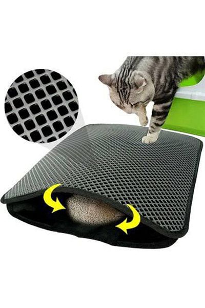Chilai Home CAT SAND MAT BASIC GRAY Siftered Toilet Front Mat