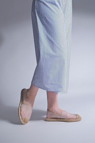 Marjin Women's Mesh Jute Espadrille Ballerina Caffeine Beige