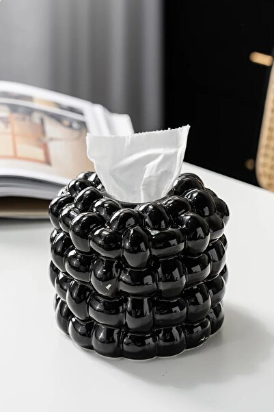 peony studio Black Ceramic Napkin Holder - Decorative Wm22011-H