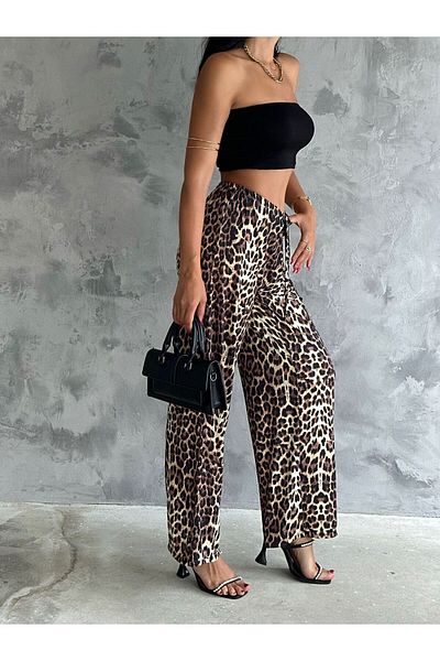 badibadii Leopard Patterned Women's Trousers - Drawstring Waist