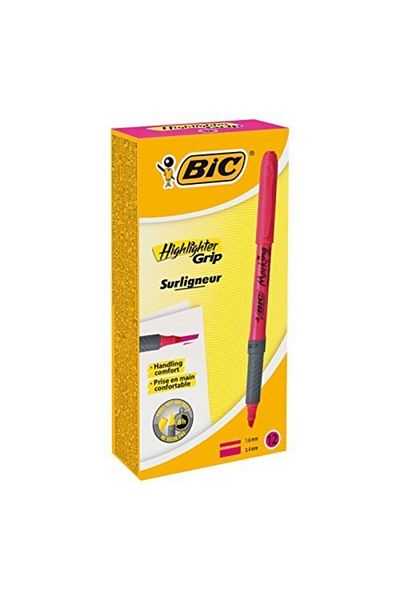 Bic Briteliner Grip Highlighter Pink 'Box of 12'