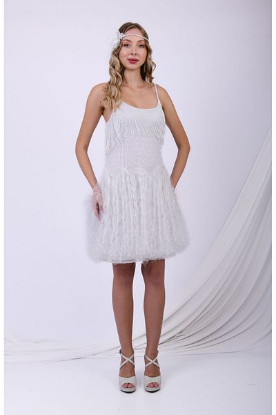 GATSBYLADY LONDON Heaven - Hand Embroidered Dress with Jewelled Tassels