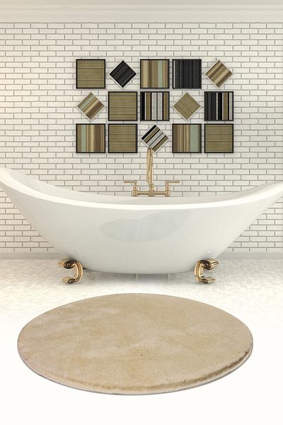 Chilai Home 90x90 εκ. Διάμετρος αέρα Πέτρινο Μοκέτα Μπάνιου - Πατάκι Πόρτας Ακρυλικό