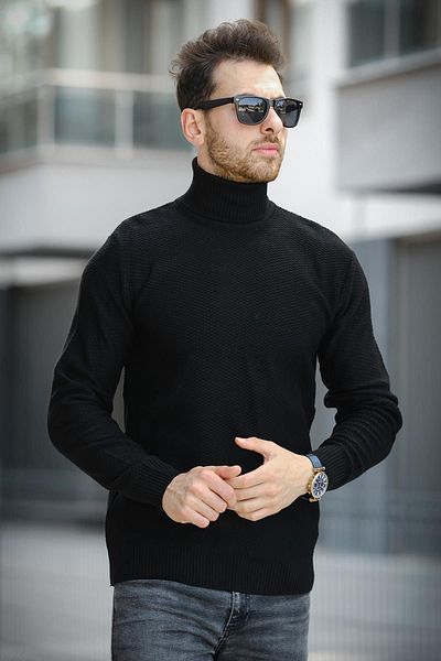 Oksit Мъжки пуловер с поло яка Seka 500 Slim Fit - Petek Örgü