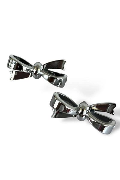 TAKIŞTIR Silver Color Ribbon Figured Earrings (Pair)
