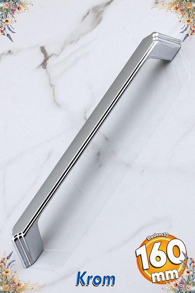 Badem10 Gökçe Chrome Metal Handle 160 mm -16 cm Furniture Kitchen Drawer Cabinet Cabinet Handles Handle Handle Chrome