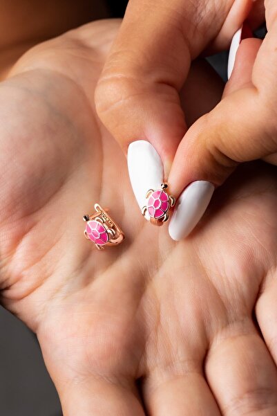 TEK TARZIM TAKI Kaplumbağa Figürlü Gümüş Çocuk Küpesi (2 - 8 YAŞ)