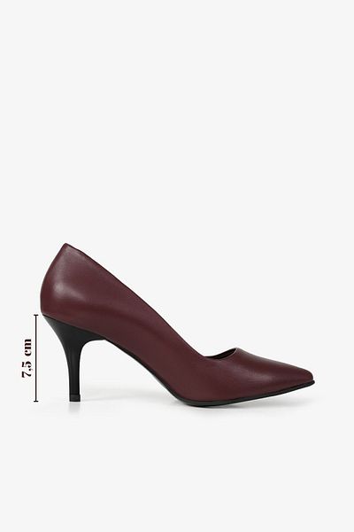 Grasyano 7.5 Cm Claret Red Genuine Leather Thin Heeled Stiletto - Soft Leather, Pointed Toe, Classic Comfort
