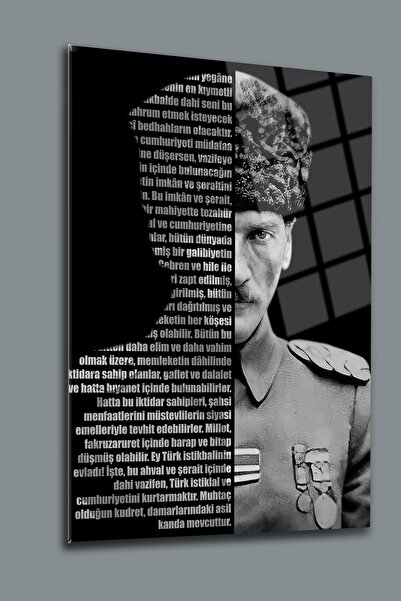 glassartdesign Atatürk ve Gençliğe Hitabe Cam Tablo 2