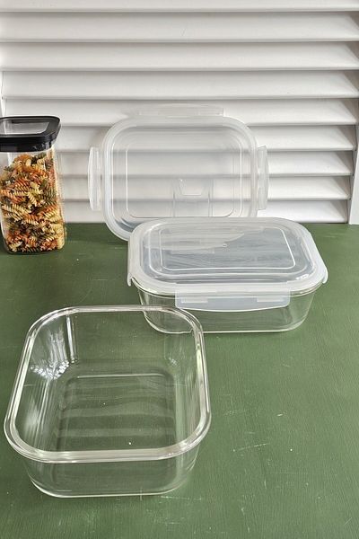 housein 2260 Ml Heat Resistant Breakfast Glass Storage Set - 2 Pieces