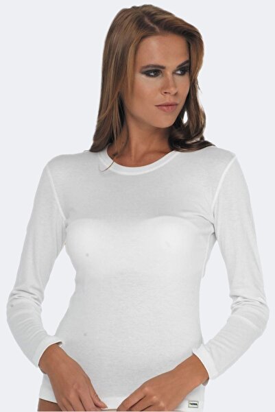Malabadi Жіночий Екрю Круглий Горловий Довгий Рукав Термобілизна 706