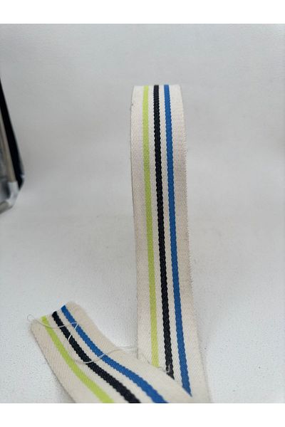 paşateks since 1995 şekil 5 Meters Ecru Cotton Striped Strip - 4 cm