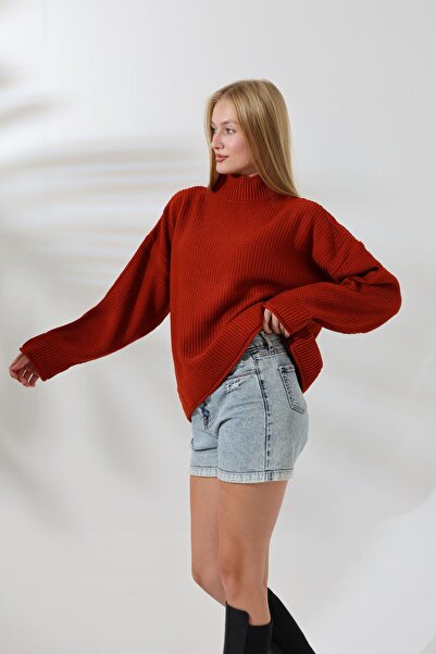 ALCHON Піврибальський комір, довгі рукави, сплетене з дрібних рисок, зборки, елегантний зимовий трикотажний светр